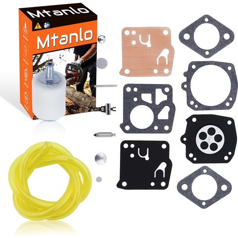 Pour Homelite Tronçonneuse XL SXL915 XL12 Super XL Kit de réparation du carburateur du filtre à carburant, Kit de réparation du carburateur, Filtre à carburant, Tuyau de carburant (1/5)