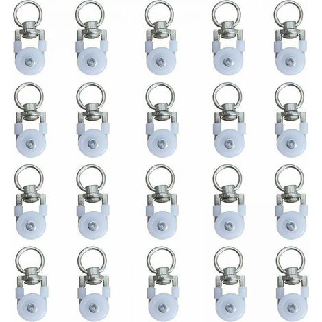 20pcs Rouleaux de Rail de Rideaux,Rouleaux de Rail,Rouleaux de Tringle à Rideaux GlissièRes,Poulie Silencieuse,Rail de Rideaux FenêTre Double Rail Rouleau,pour Rails de Rideau de Windows