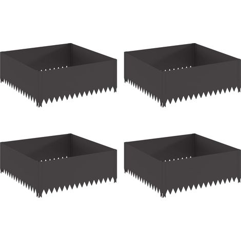 Bordure de Pelouse 4 pc 100 x 100 x 35 cm Acier Noir vidaXL (1/5)
