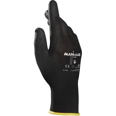 Gants Mapa ULTRANE 648 taille 6, Bonne dextérité, 1 Paire, Noir ( Prix pour 1 paire )