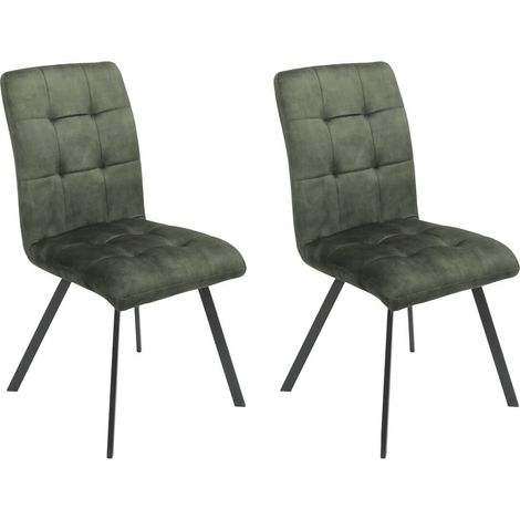 JOHN - Lot de 2 Chaises Capitonnées Vert (1/3)