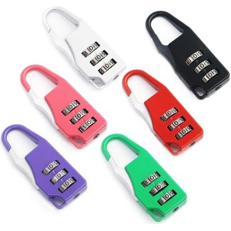 6 Pièces Mini Cadenas Code Casier Cadenas Code 3 Chiffres Cadenas Valise Cadenas Cadenas de Sécurité à Combinaison pour Bagages Sac à dos Valise Casier (Noir Argent Violet Rouge Rose Vert)