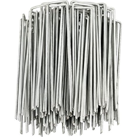 Stakes Pour Paillage - 150 mm x 40 mm - Diamètre 3 mm - Acier Galvanisé - Pour Bâches Anti-Weeds Et Gazon Synthétique - Lot De 50