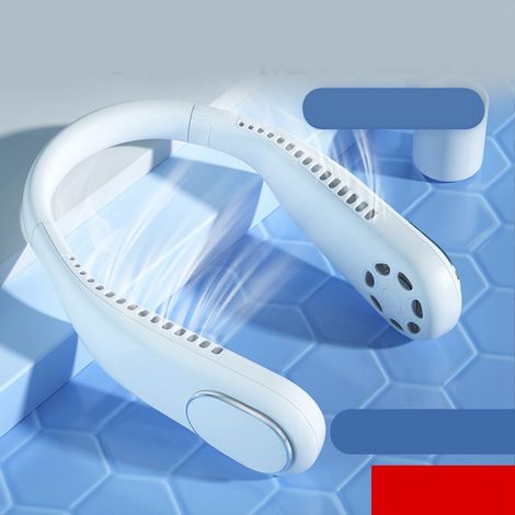 USB-Nackenventilator mit 3 Geschwindigkeitsstufen, leise, wiederaufladbar, ohne Rotorblätter, lange Akkulaufzeit, tragbar, ideal zum Einkaufen, Reisen und für Outdoor-Aktivitäten, cremeweiß (1/5)