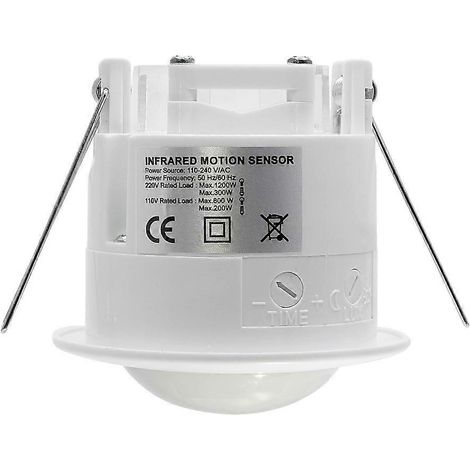 Détecteur de mouvement infrarouge encastré pour plafond intérieur, contrôle de l'éclairage, zone de travail à 360°, portée de 6 m, capteur de lumière intégré, blanc (1/5)