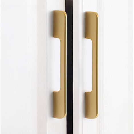 Möbelgriffe aus Aluminiumlegierung, Türgriffe, Schubladengriffe für Kommoden, Kleiderschränke, Schuhschränke, goldfarben, Typ A, 160 mm Lochabstand (1/3)