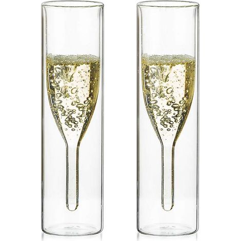 Verres à champagne en cristal à double paroi en vrac, coupes tulipe classiques sans anse en verre transparent, verres à toast soufflés à la main pour mariages, fêtes, bars, double paroi (1/5)