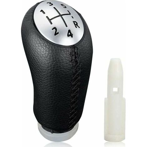 Pommeau de levier de vitesse manuel pour Renault Clio III 2005-09, Megane 2 Laguna 2003-09, cuir noir, avec adaptateur (1/4)