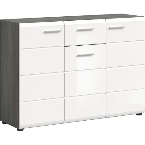 Salsa Sideboard 1 Schublade 3 Türen weiß Hochglanz.