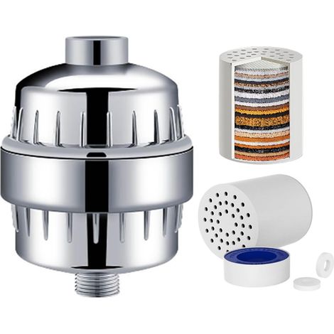 Filtre de douche, filtre de pommeau de douche à 25 étapes pour eau dure, filtre à eau de douche à haut rendement, élimine le chlore, les métaux lourds, adoucisseur d'eau de douche améliore la peau et (1/5)