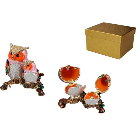 Scatola in metallo a forma di gufo, portagioie, scatola decorativa a forma di gufo, REGALO (1/5)