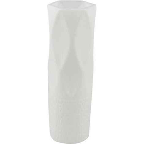 Vase - Soliflore - Design Géométrique Nordique - Hauteur 20 Cm - Diamètre 6 Cm - En Plastique - Blanc - 1 Pièce