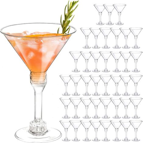 Lot de 40 verres à Martini en plastique réutilisables de 141,7 g, grands verres à cocktail, mini verres à Martini, verres à margarita en plastique, parfaits pour les fêtes de Nouvel An (1/5)