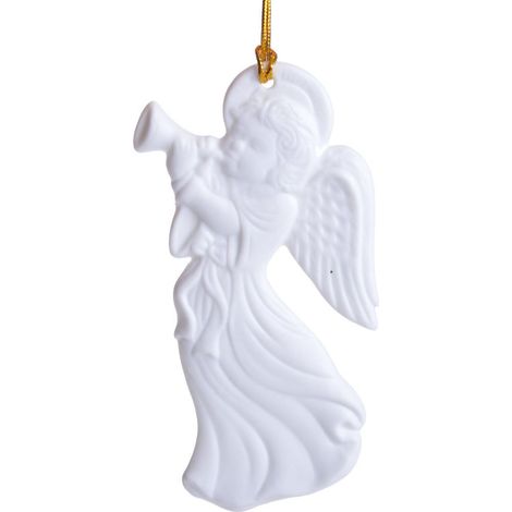 Ciondolo a forma di angelo in porcellana, 9x9x0,3 cm