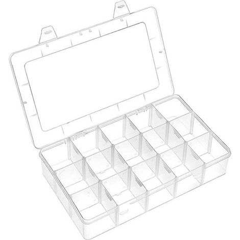 Boite Rangement Plastique Boite a Bijoux Casier Rangement Boite de Rangement Plastique Ajustable à Usages Multiples Petite Boite Plastique (15 Compartiments x 1, Transparent) (1/4)
