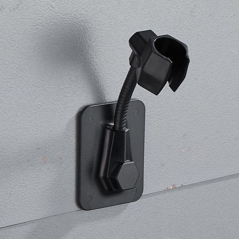 Support de douche à main réglable 360°, sans perçage, accessoires de salle de bain, noir (1/4)