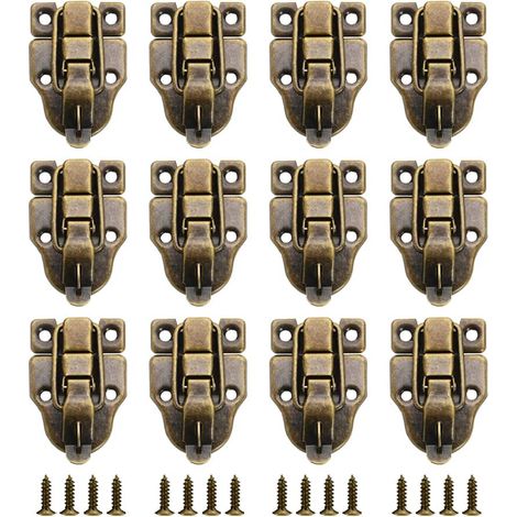 BRAVIX 12Pcs Boîte Cadeau Style Vintage Verrous Vintage Pour Valise Mini Couleur Bronze Loquets Verrous Serrure De Verrouillage Fermoir Pour à Vos Vieilles Boîtes Bois, Boîtes à Outils(Bronze)