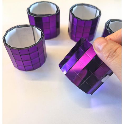 Lot de 600 mini miroirs carrés autocollants en verre véritable - 10 x 10 mm - Accessoires de bricolage - Carreaux de mosaïque (miroir violet, 600 pièces) (1/5)
