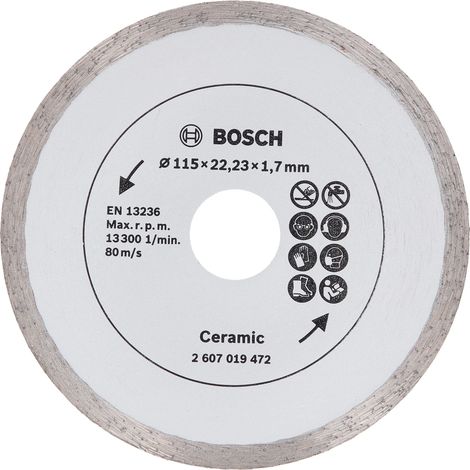 Bosch 1x Disco Diamantato per Piastrelle (per Ceramica, Piastrelle, Ø 115 x 22.23 mm, Accessorio Smerigliatrice Angolare) (1/3)