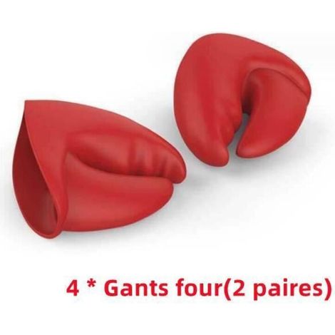 Gants de four en silicone rouge antidérapants, pince de homard, dimensions 10.311 cm, accessoire de cuisine résistant à la chaleur pour la manipulation des plats chauds (1/4)
