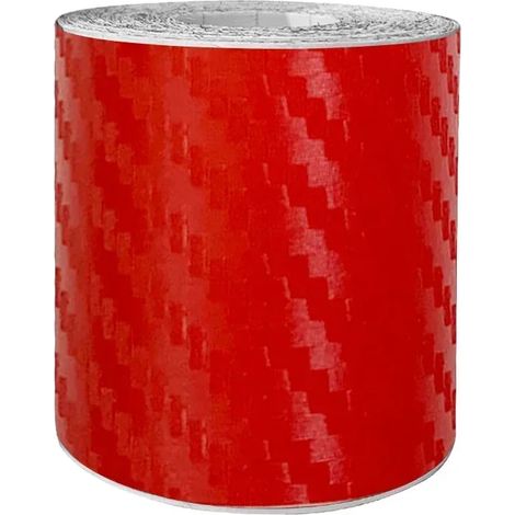 (Fibre de carbone rouge - 3 cm x 5 m) Autocollant 3D en fibre de carbone pour voiture, anti-rayures et imperméable, protection latérale de seuil de porte, compatible avec les accessoires automobiles (1/4)
