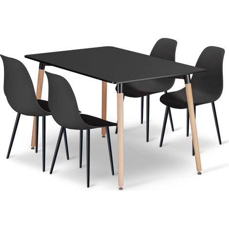 Ensemble repas - leobert - adria - noir - 120 x 80 cm - 5 pieces 211770350 (1/5)