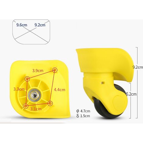 Coppia di ruote di ricambio universali resistenti per valigie in gomma multidirezionale silenziosa per ruote di ricambio e riparazione di valigie (2 pezzi) piccole gialle