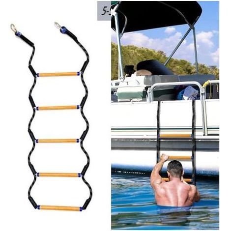 Échelle De Bateau À 5 Marches, Échelle De Corde Marine, Échelle De Feu, Aide À l'escalade pour La Chasse, Échelle De Bateau Pliable, Échelle De Corde De Bateau Amovible pour Canot Kayak (1/5)