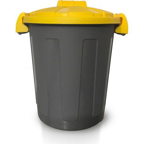 Bidone Dusty 25 litri con maniglie - Grigio con coperchio giallo - Mobil Plastic