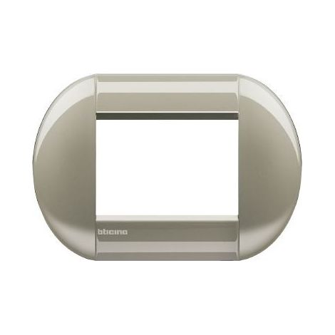 BTICINO Placca Tonda 3 Moduli Livinglight Titanio Chiaro
