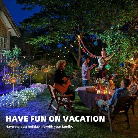 Lot de 4 Lampe solaire guirlande 120 LED fil cuivre 40m allée jardin décoration Noël (1/5)