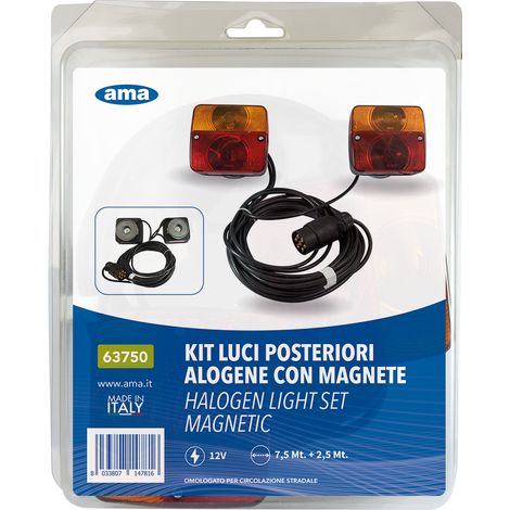 KIT FANALI POSTERIORE MAGNETICO PER RIMORCHIO CARRELLI ROULOTTE TRATTORE (29048) (1/3)