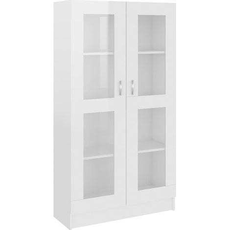 Maison Exclusive - Armoire vitrine Blanc brillant 82,5x30,5x150 cm Bois ingénierie (1/5)