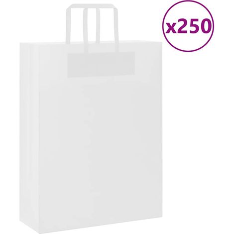 vidaXL Papiertragetaschen 250 Stk. mit Henkeln Weiß 32x12x42 cm