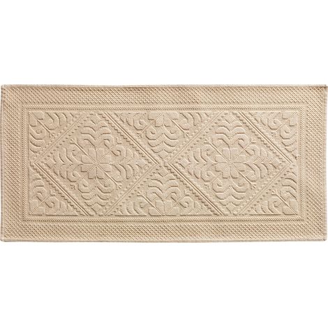 VIVARAISE - Tapis de bain Vivaraise Enzo en coton 100% - Taille 54 x 110 cm - Couleur Poudre