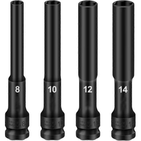 Clé à douille d'entraînement 1/2 pouce avec tête hexagonale (8-14 mm), adaptateur pour outil de démontage de pneu, ensemble de 4 pièces. (1/5)