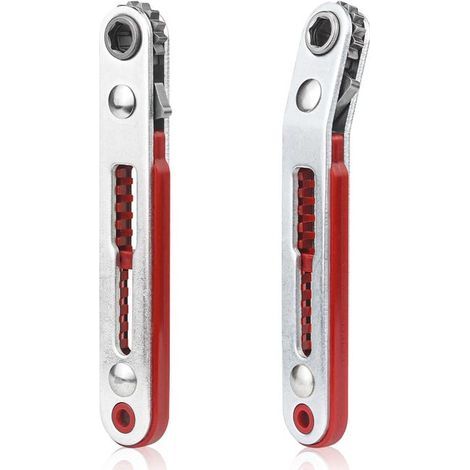 Set of 2 mini ratchet screwdrivers, set of 90-degree right-angle hexagonal ratchet wrenches, angled head and flat head. (1/5)