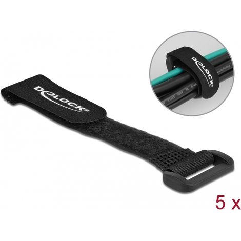 Delock Brida de cable con cierre de gancho y lazo LA 150 x AN 20 mm negro 5 piezas