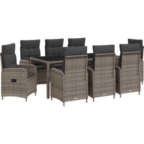 Maison Exclusive - Set da pranzo per esterni 9 pcs Grigio chiaro e grigio scuro (1/5)