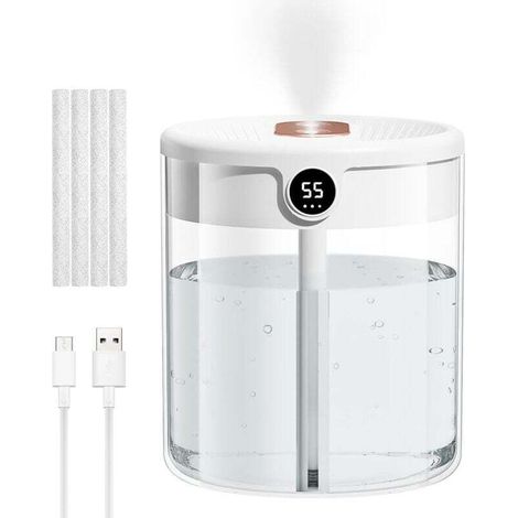 Humidificador para dormitorio, 2 litros para una sola habitación, humidificador automático de aire para dormitorio, humidificador difusor para plantas de oficina (blanco)