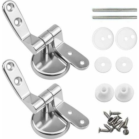 Attaches Charnière Abattant WC, Lot de 2 Charnières de Rechange pour Lunette de Toilette avec Fixations en Alliage de Zinc (1/5)