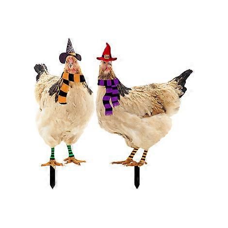 2 Stück Gartenstecker Hühnersilhouette Gartenstecker Halloween Hühnerstecker Dekoration Bodensteckschild