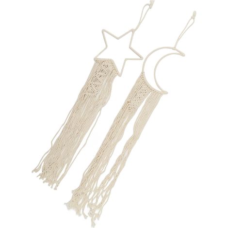 Décoration murale en macramé, tricotée à la main avec du fil de coton résistant et durable. Décoration murale simple et élégante pour le bureau ou la maison. (1/5)