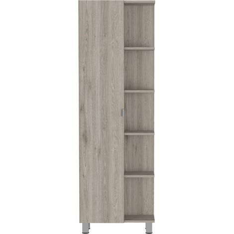 Mueble Alto de Baño Urano, con 5 estantes , 157.98 cm X 51.18 cm X 21.46 cm , Gris / plata