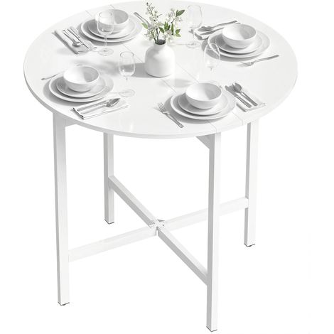 HOMCOM Tavolo Pieghevole Salvaspazio 80 cm per Ambienti Bianco