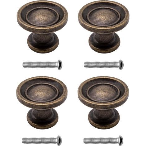Maniglie per mobili antiche, stile country, design vintage, ferro bronzato, per mobili, armadi, cassettiere, credenze, 29 x 19 mm, bronzo, set da 4 (1/5)