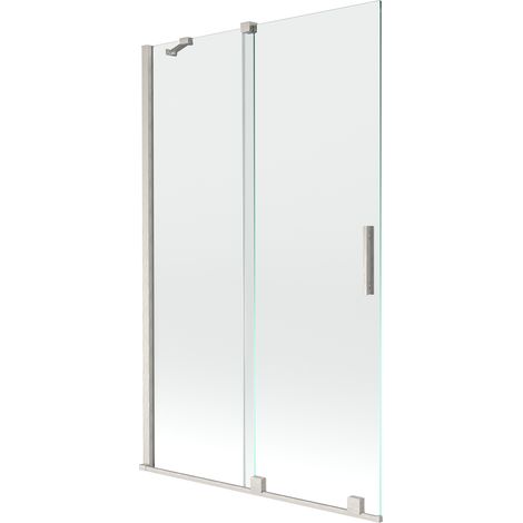 Mexen Velar Badewannenfaltwand 2-flügelig verschiebbar 110 x 150 cm, transparent, gebürstetes Nickel - 896-110-000-01-97 (1/5)