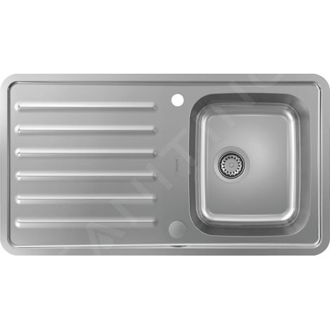 Hansgrohe Éviers - Évier encastré S4113-F340 avec égouttoir et garniture de vidage automatique, inox 43337800 (1/3)