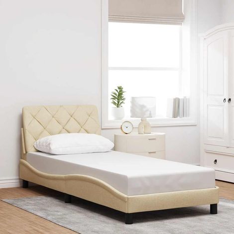 Bettgestell ohne Matratze Creme 80x200 cm Stoff (1/5)