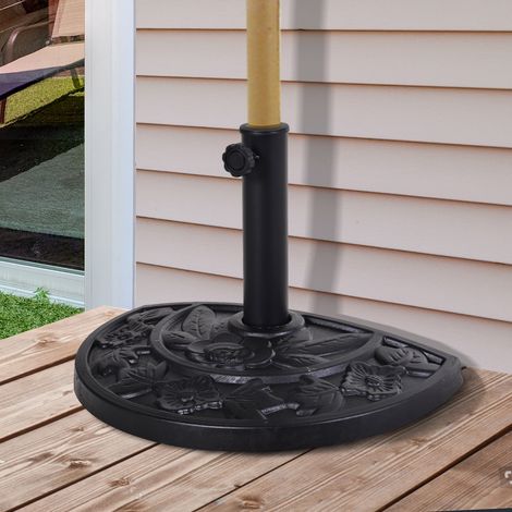 Base per Ombrellone a Mezzaluna da Ø3.8 e Ø4.8 mm in Resina con Manovella, 50x31x32 cm, Nero